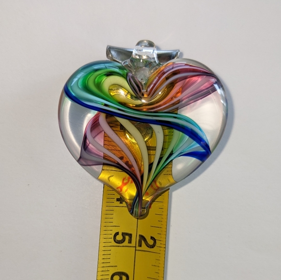 VTG RAINBOW SWIRL LAMP WORK GLASS PENDANT - Picture 4 of 8